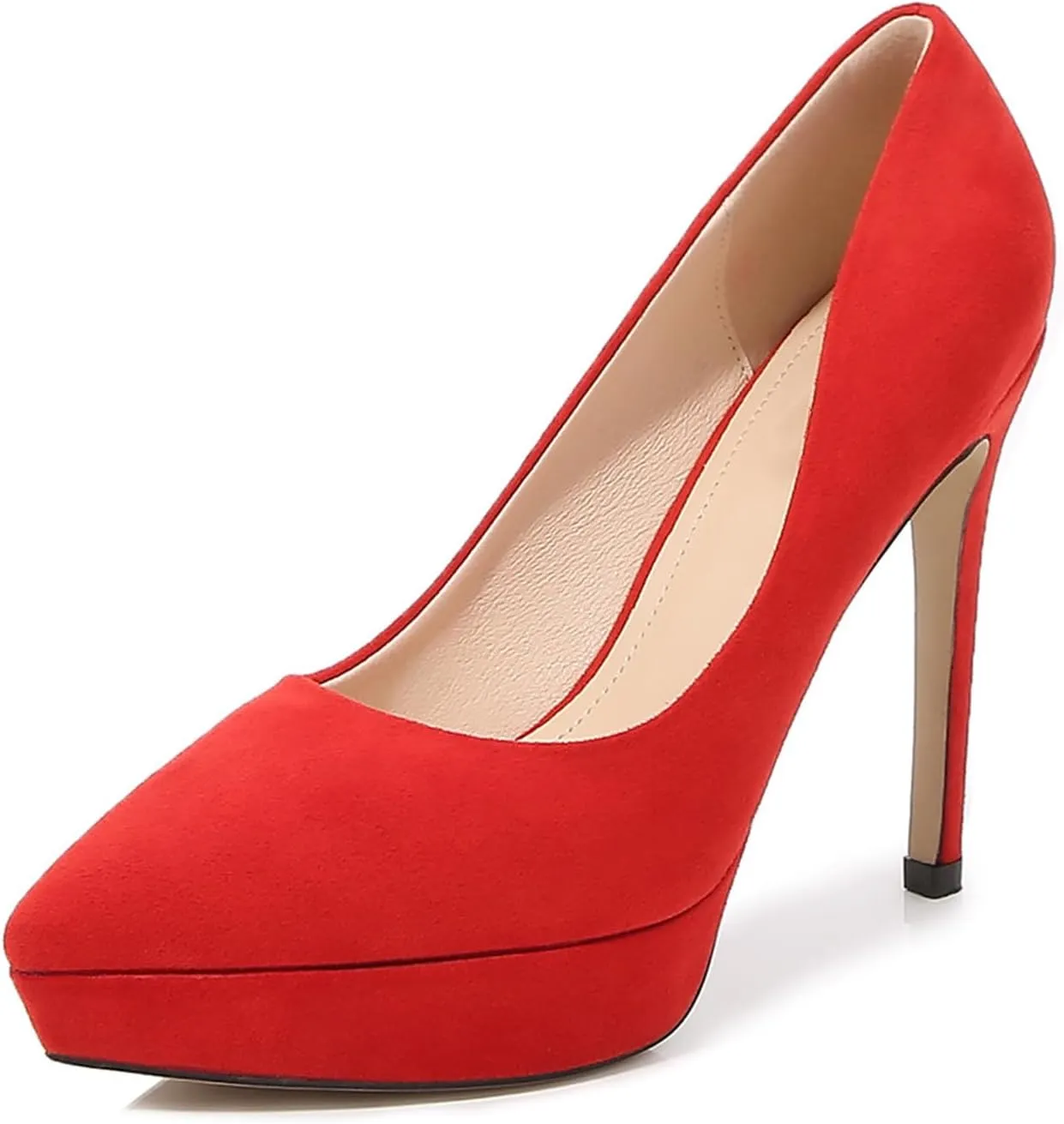 12CM/4.72IN Women's Sexy Closed Toe Platform High Heels Stiletto Dress Suede High Heeled Wedding Party Office Pumps Shoes