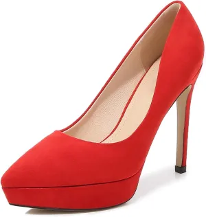 12CM/4.72IN Women's Sexy Closed Toe Platform High Heels Stiletto Dress Suede High Heeled Wedding Party Office Pumps Shoes
