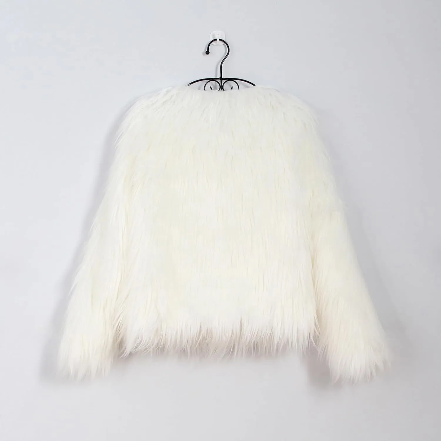 2023 Women's Winter Coats Fleece Cropped Jacket Long Sleeve Fluffy Warm Coat Short Soft Shaggy Outerwear Fall Cardigan