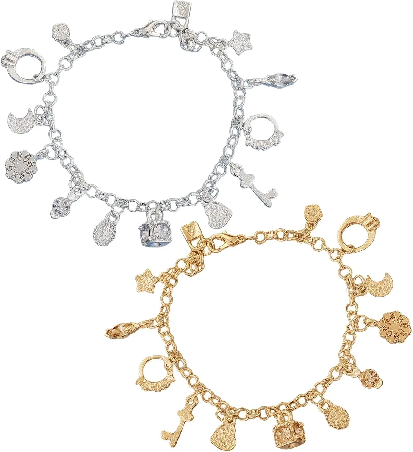 2Pcs Gold and Silver Bracelet for Women, Thirteen Pendant Adjustable Bracelets Charm Bracelet for Female, Trendy Minimalist Bangle Bracelets for Women Gift