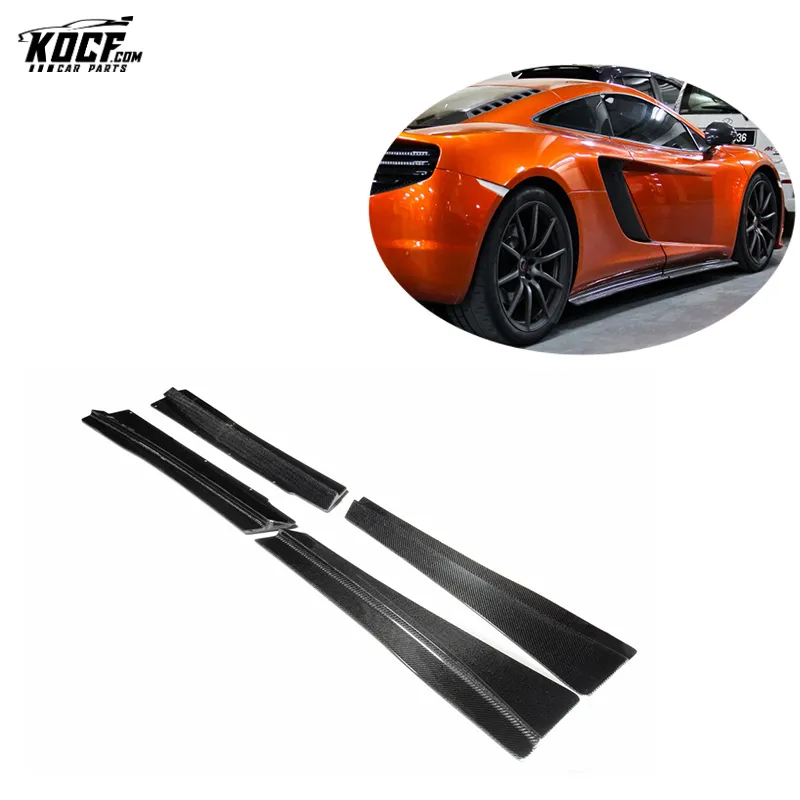 4-PC RZA style Carbon Fiber Side Skirts Extensions for McLaren MP4 12C 650S