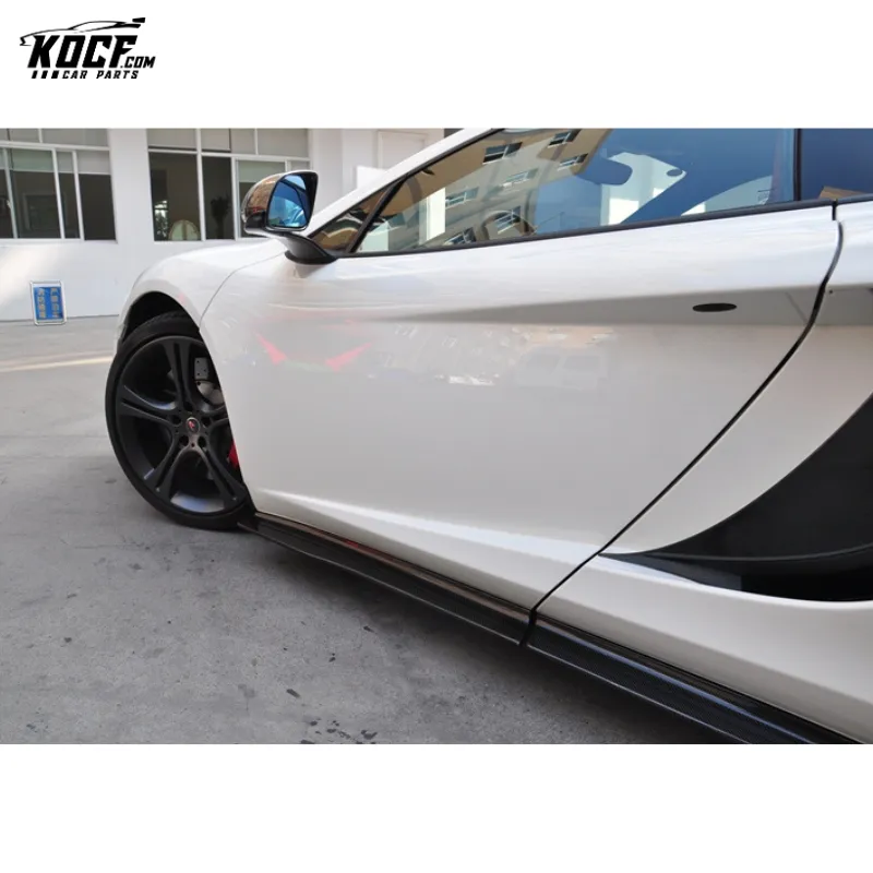 4-PC RZA style Carbon Fiber Side Skirts Extensions for McLaren MP4 12C 650S