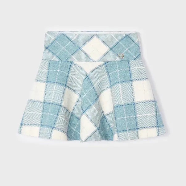 4902 Mayoral Mini Girls Woolen Round Plaid Skirt - Bluebell