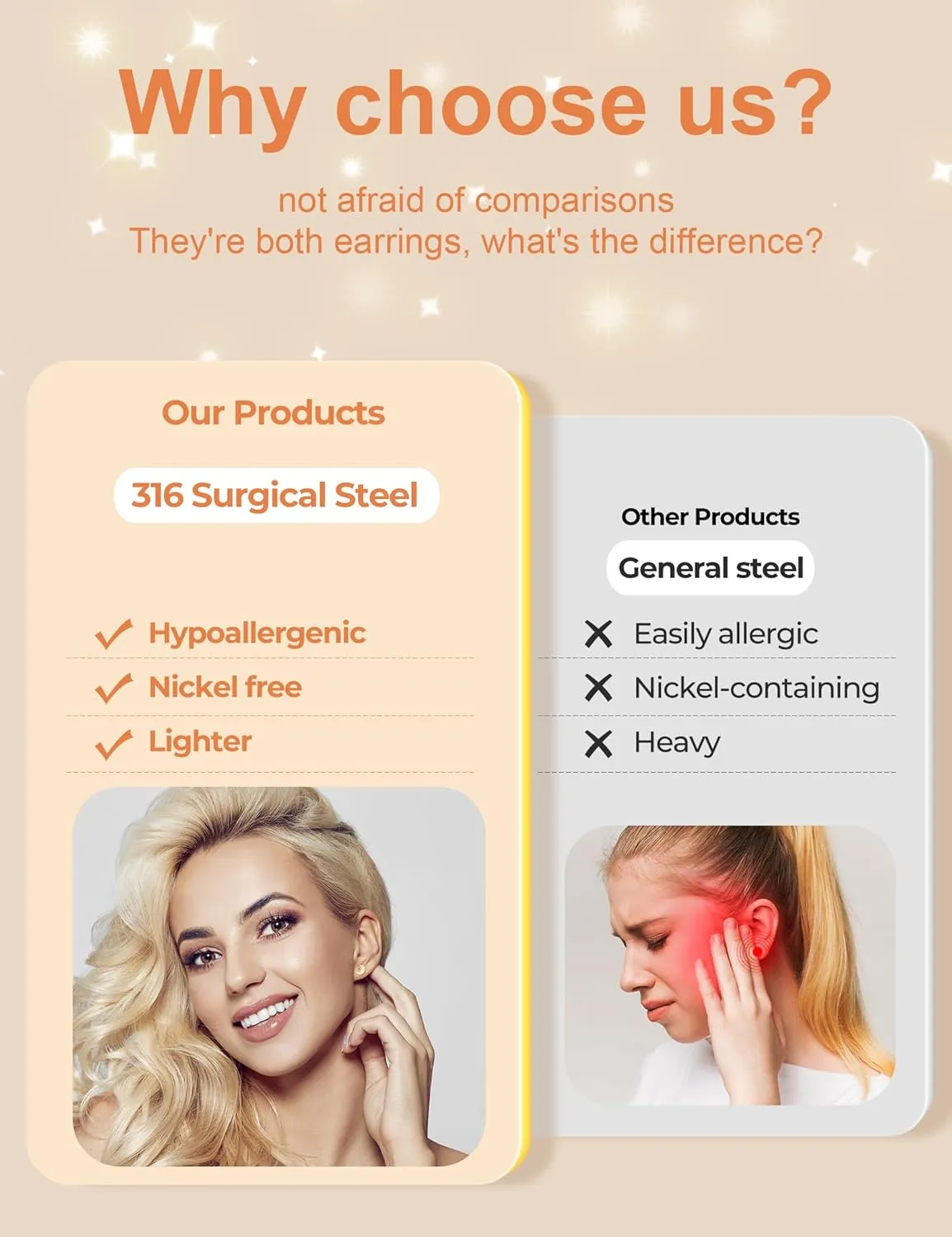 5 Pairs hammered gold Earrings for Women 316L Hypoallergenic Earrings Stainless Steel Lightweight Hammered Round Stud Valentine's Day Christmas Mother's Day