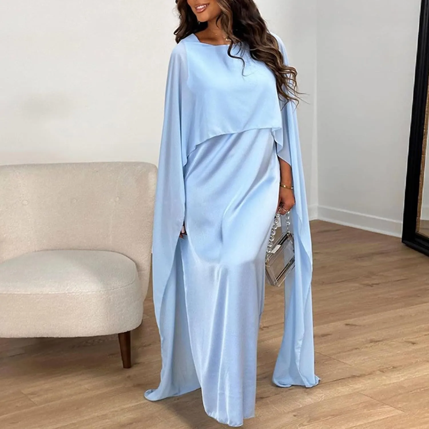 Abaya Dress for Women Muslim Clothes Wedding Chiffon Long Evening Dress Ramadan Dubai Kaftan Robe