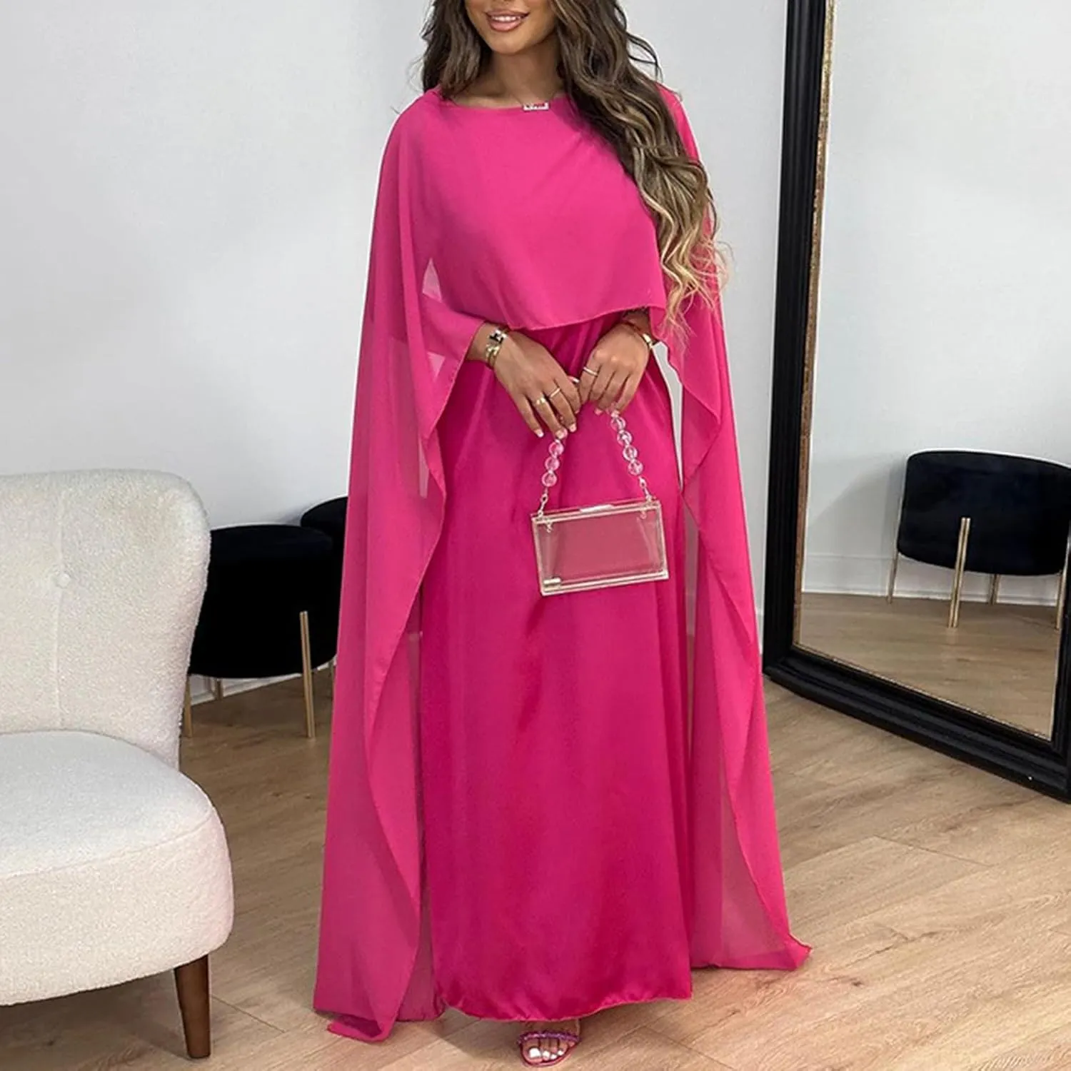 Abaya Dress for Women Muslim Clothes Wedding Chiffon Long Evening Dress Ramadan Dubai Kaftan Robe