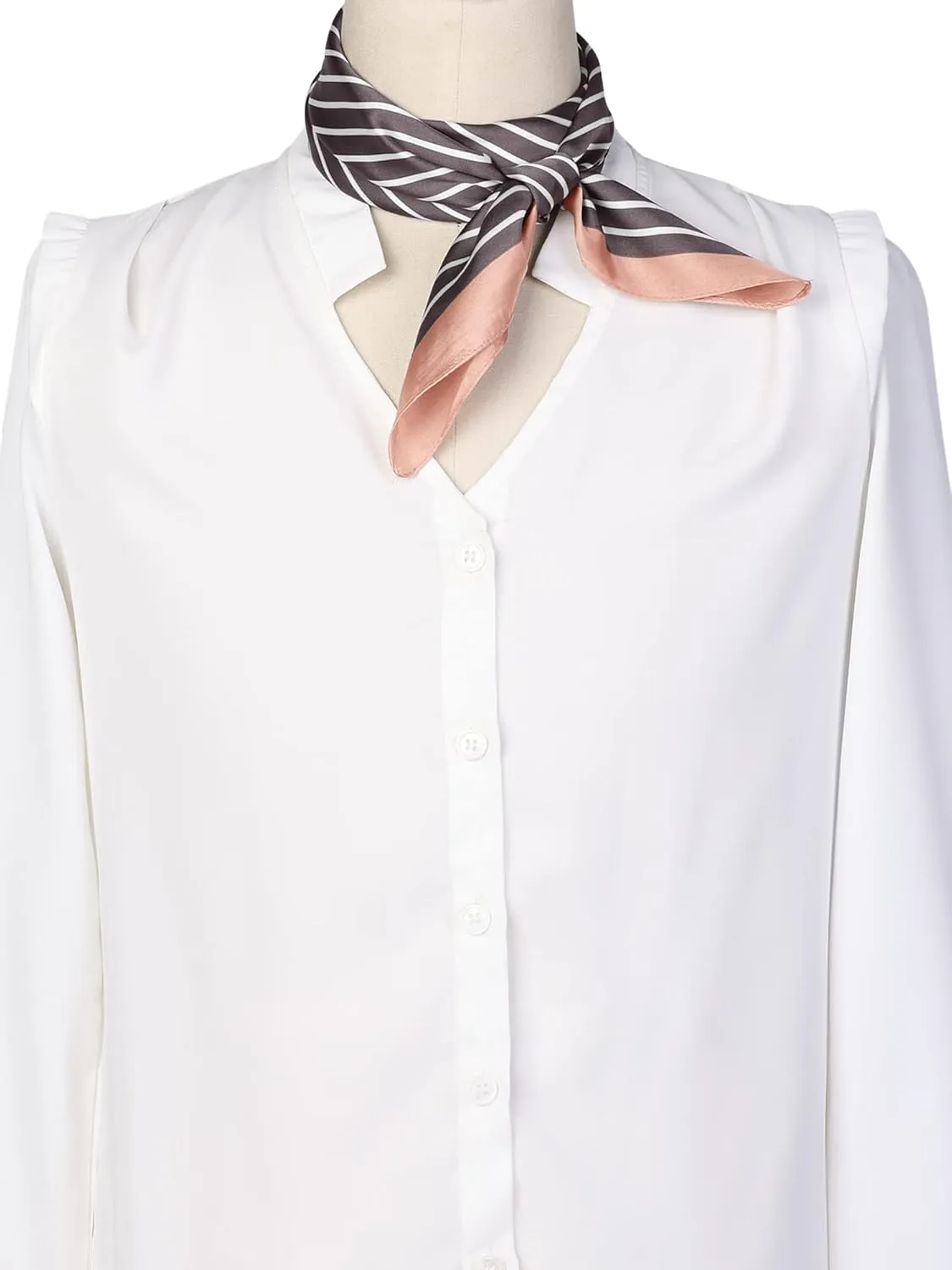 Allegra K 70cm Women Stripe Print Square Scarves Kerchief Neck Scarf Neckerchief Headband
