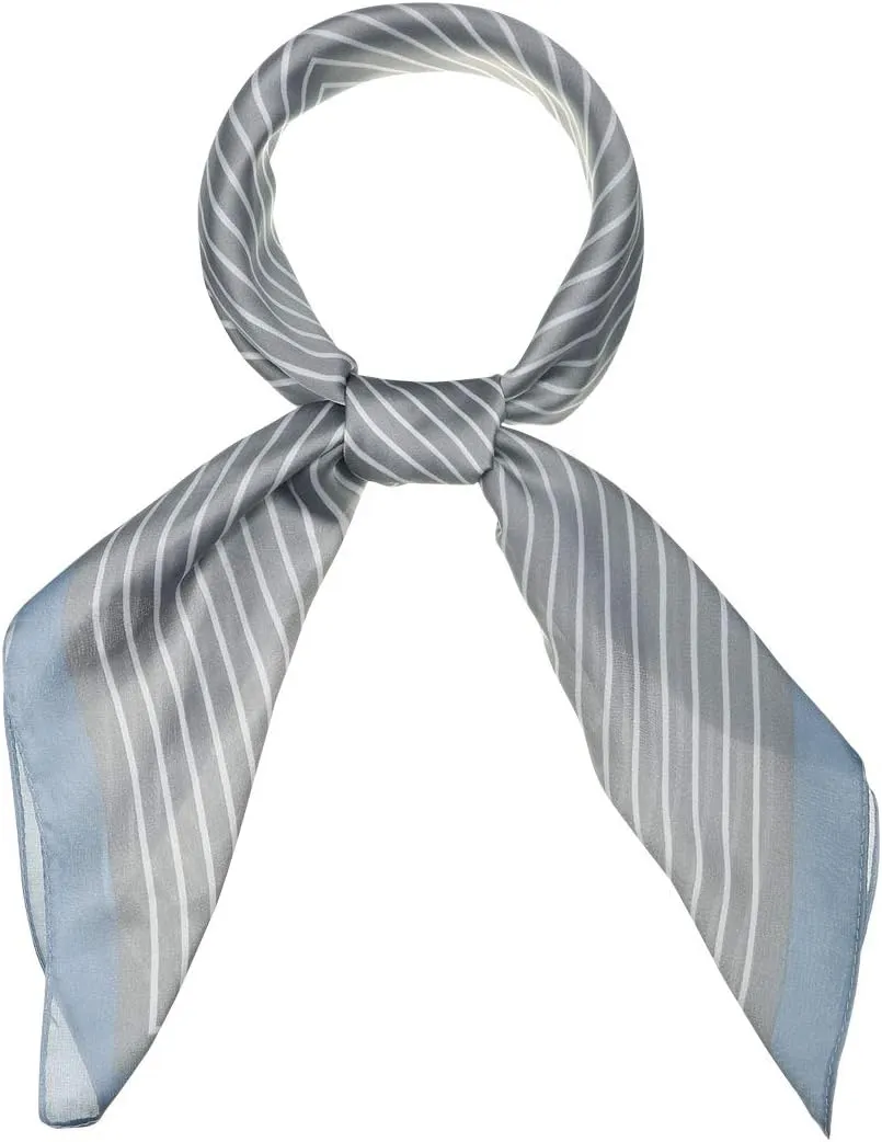 Allegra K 70cm Women Stripe Print Square Scarves Kerchief Neck Scarf Neckerchief Headband