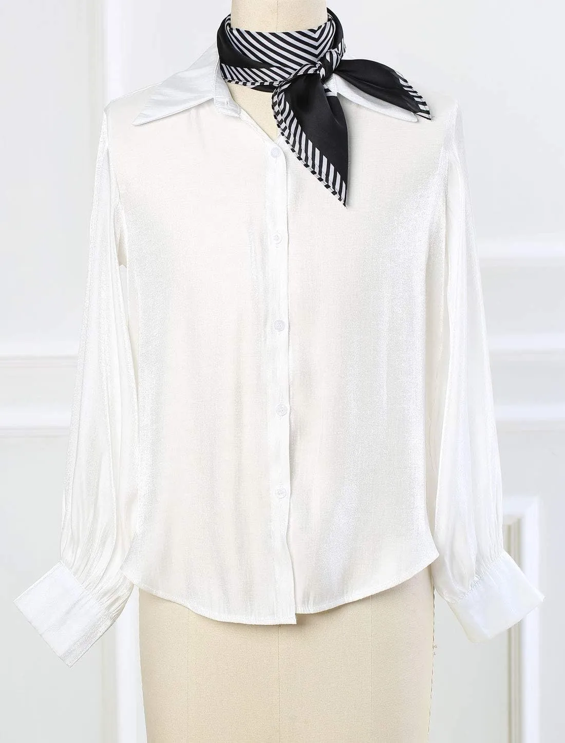 Allegra K 70cm Women Stripe Print Square Scarves Kerchief Neck Scarf Neckerchief Headband