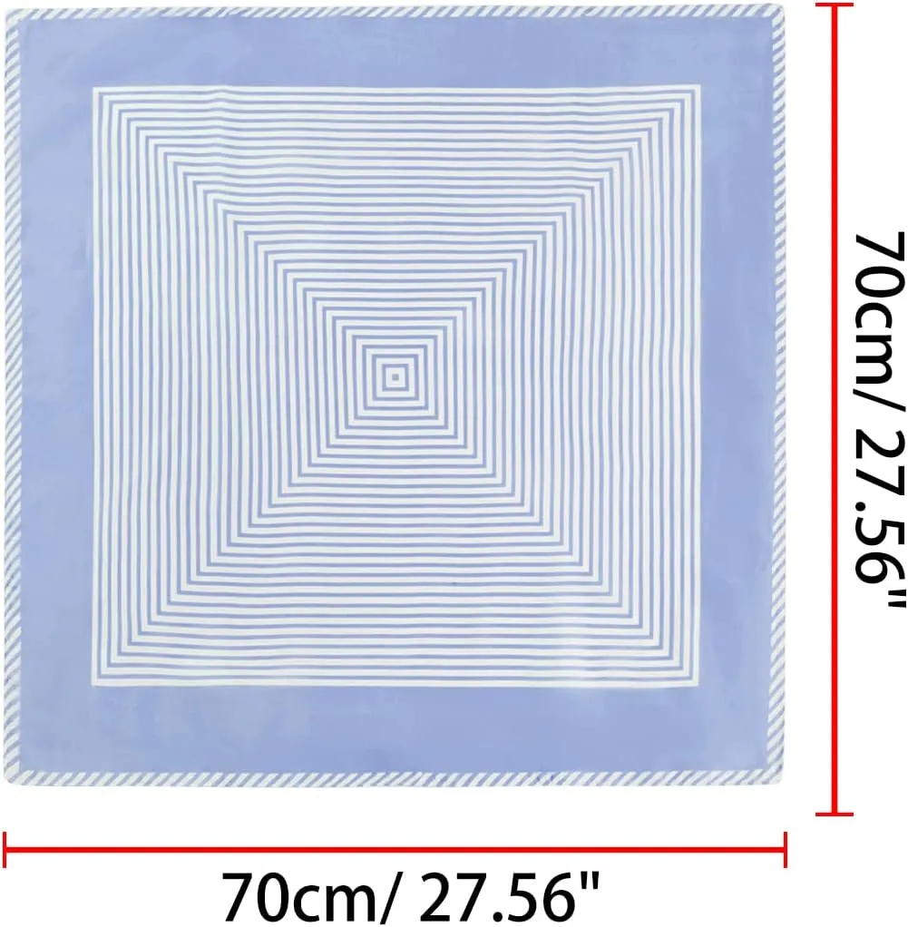 Allegra K 70cm Women Stripe Print Square Scarves Kerchief Neck Scarf Neckerchief Headband