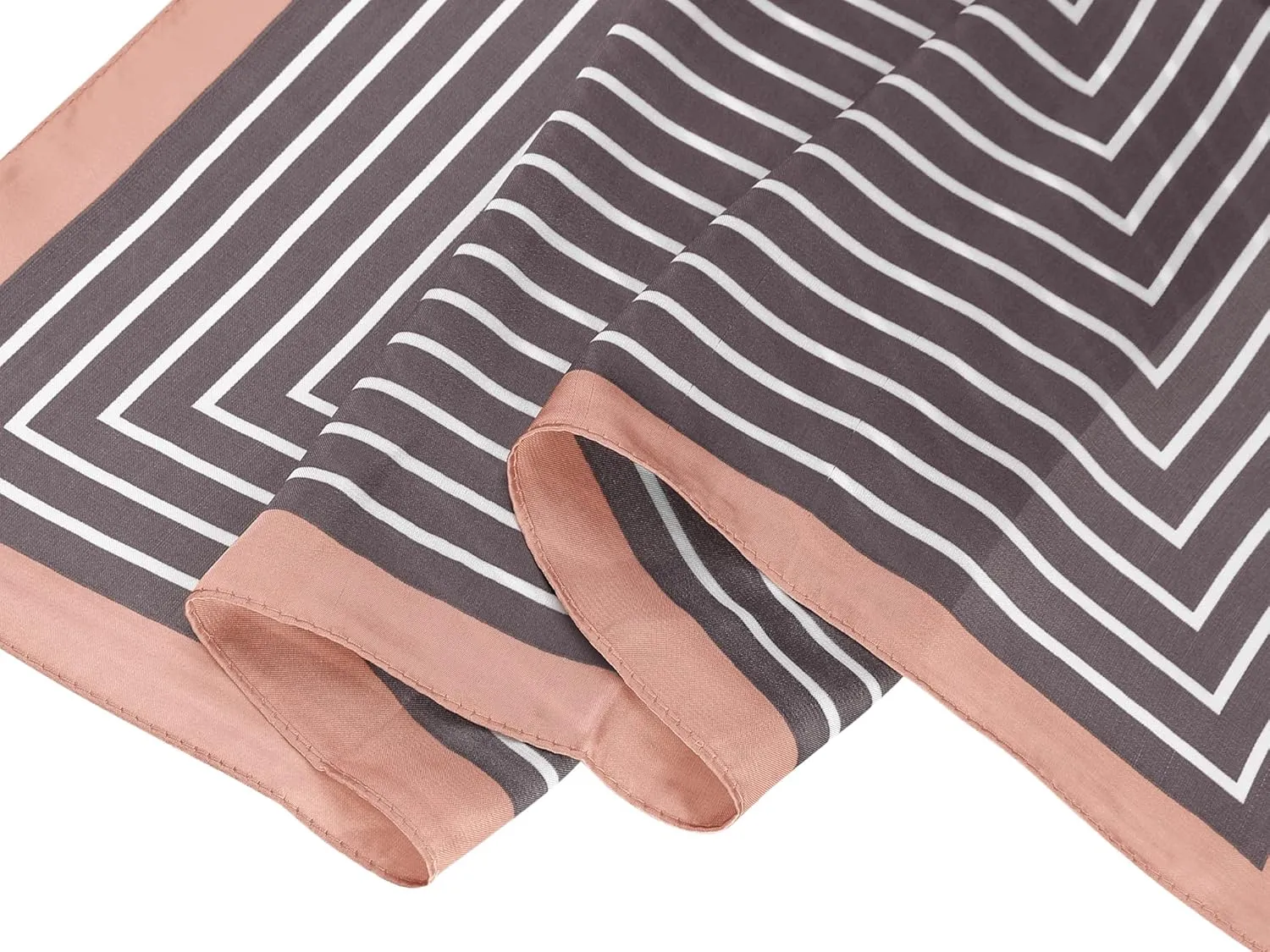 Allegra K 70cm Women Stripe Print Square Scarves Kerchief Neck Scarf Neckerchief Headband