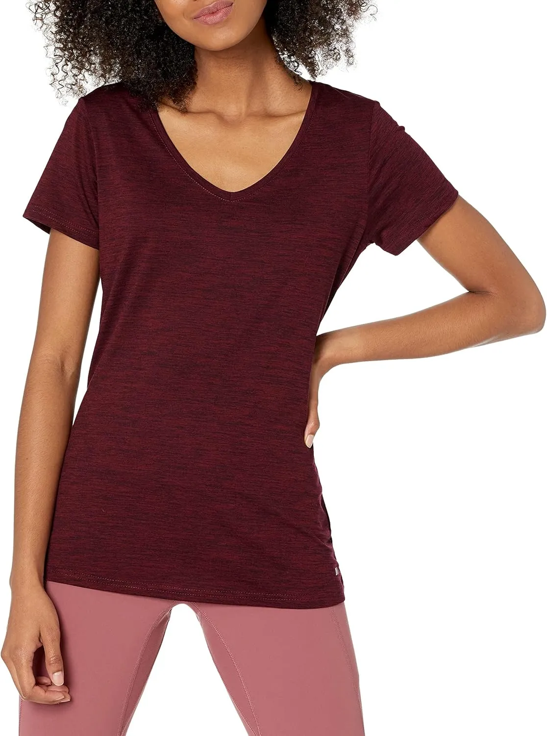 Amazon Essentials Women's Tech Stretch Short-Sleeve V-Neck T-Shirt - Discontinued Colors, Multipacks
