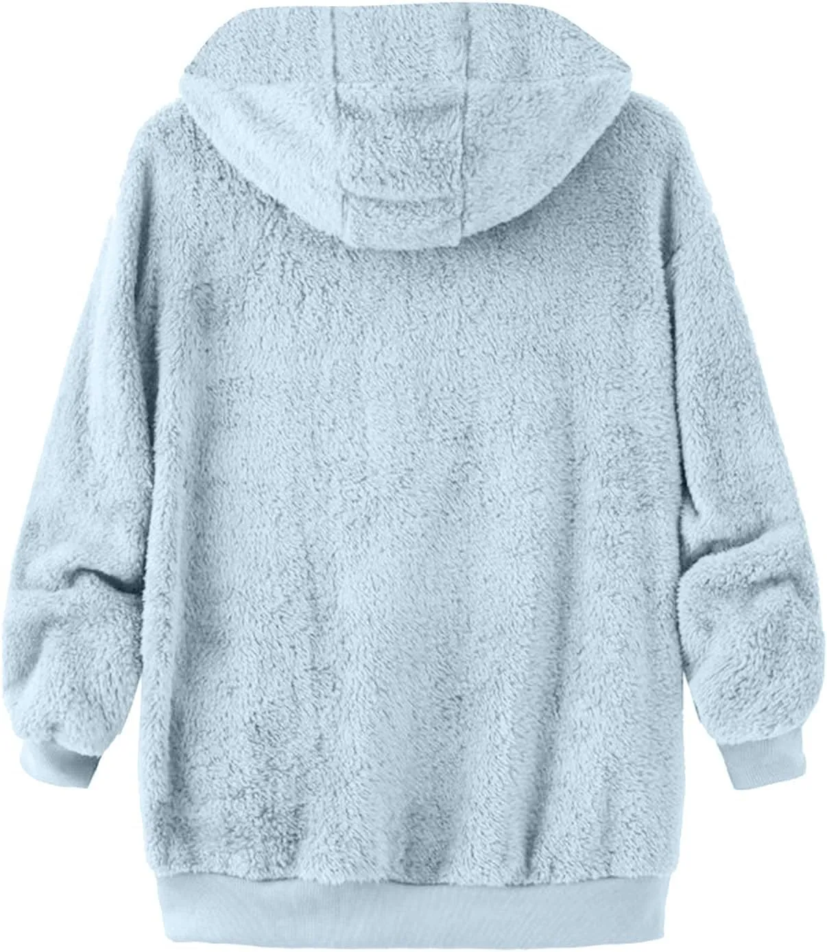 Anjikang Women's Winter Fuzzy Fleece Hooded Jacket Color Block Patchwork Cardigan Coats Fluffy Sherpa Outerwear with Pockets
