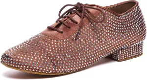 AOQUNFS Men's Latin Dance Shoes Black Rhinestones Ballroom Tango Salsa Character Shoes for Boys,Model L605