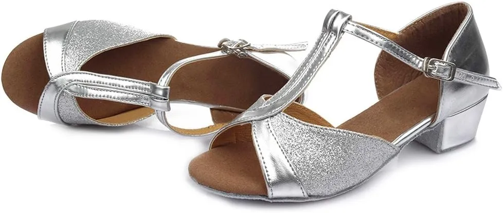 AOQUNFS Toddler Girls Latin Dance Shoes Low Heel Kids Salsa Ballroom Tango Dance Shoes,605