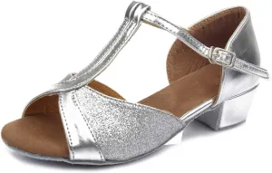 AOQUNFS Toddler Girls Latin Dance Shoes Low Heel Kids Salsa Ballroom Tango Dance Shoes,605