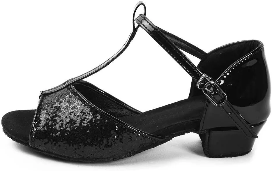 AOQUNFS Toddler Girls Latin Dance Shoes Low Heel Kids Salsa Ballroom Tango Dance Shoes,608