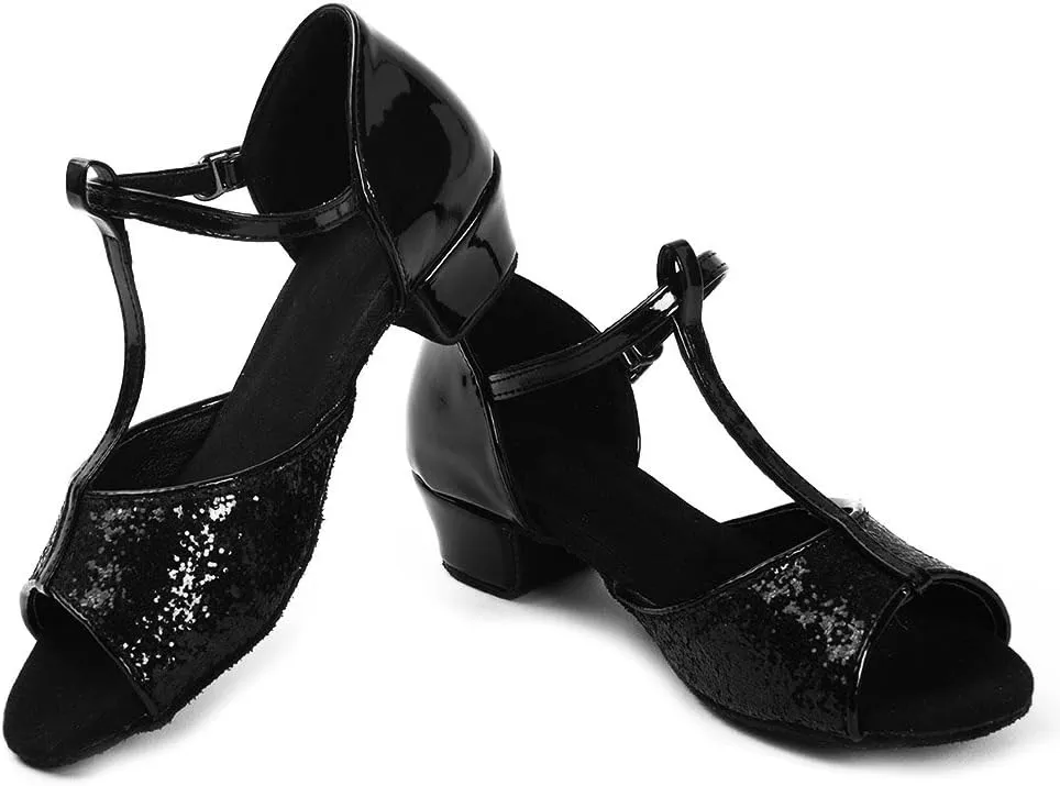 AOQUNFS Toddler Girls Latin Dance Shoes Low Heel Kids Salsa Ballroom Tango Dance Shoes,608