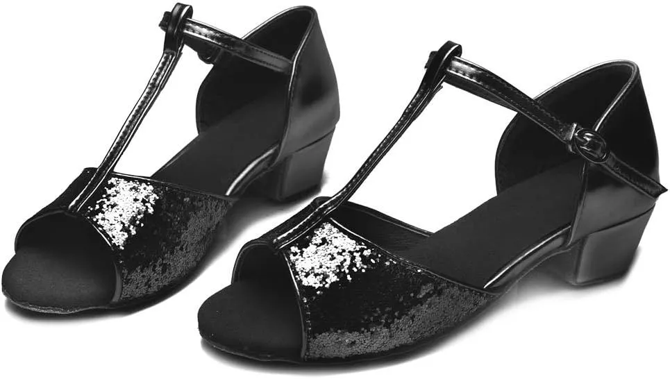 AOQUNFS Toddler Girls Latin Dance Shoes Low Heel Kids Salsa Ballroom Tango Dance Shoes,608