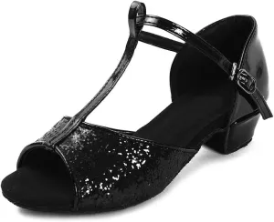 AOQUNFS Toddler Girls Latin Dance Shoes Low Heel Kids Salsa Ballroom Tango Dance Shoes,608