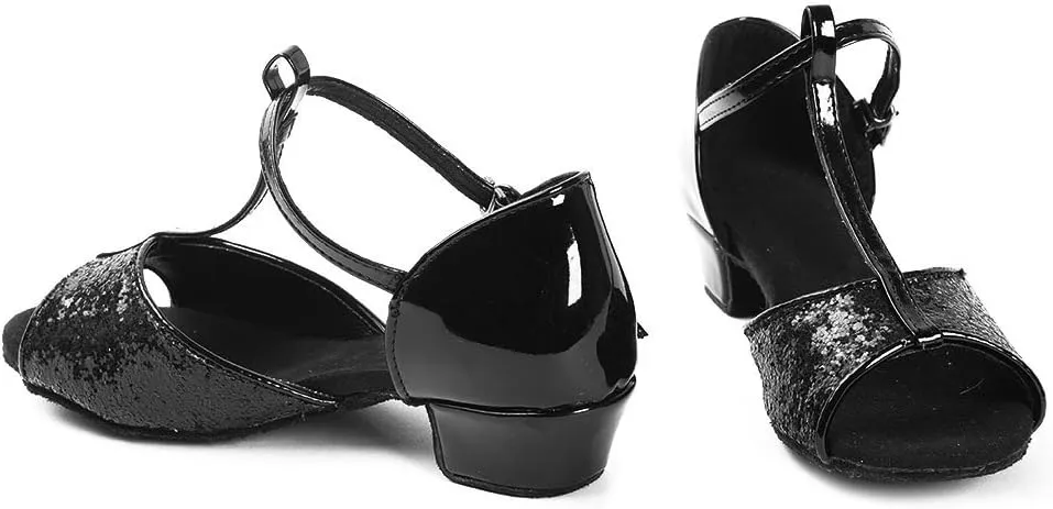 AOQUNFS Toddler Girls Latin Dance Shoes Low Heel Kids Salsa Ballroom Tango Dance Shoes,608