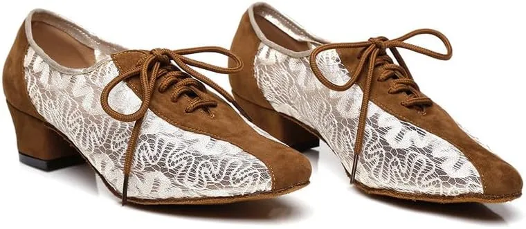 AOQUNFS Women Latin Dance Shoes Lace-up Ballroom Salsa for Practice Performance Shoes,Model L290