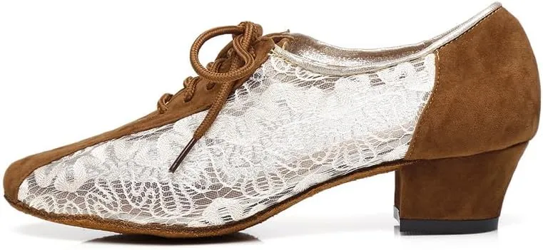 AOQUNFS Women Latin Dance Shoes Lace-up Ballroom Salsa for Practice Performance Shoes,Model L290