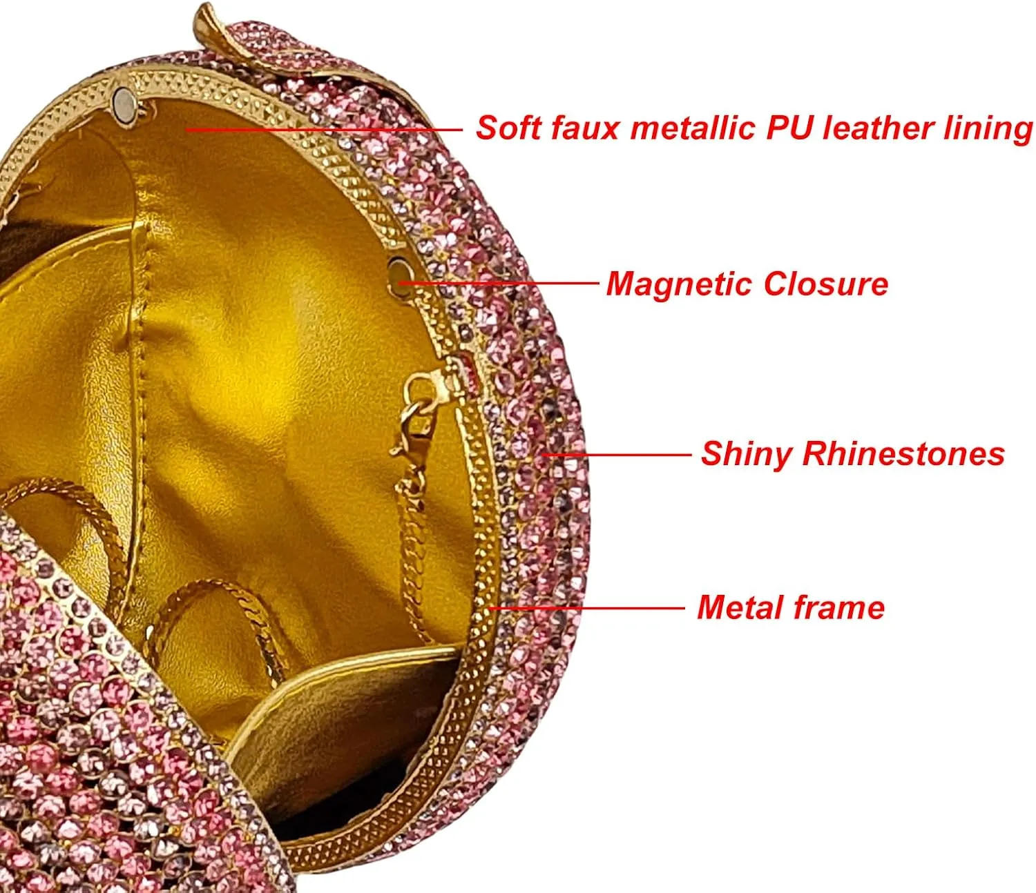 Apple Shaped Crystal Clutch Purse Fruit Rhinestone Evening Bag Women Luxury Handbag Party Prom Diamond Purses