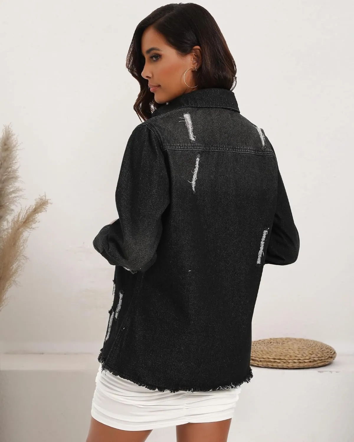 Argstar Denim Jacket for Women Button Up Long Sleeve with Pockets (Available in Inner Pockets)