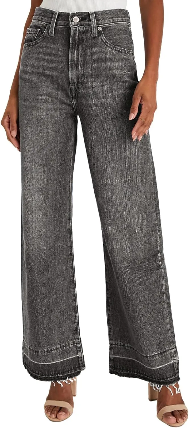 Astylish Women's High Waisted Wide Leg Jeans Trendy Straight Leg Jeans Zimbaplatinum Denim Pants
