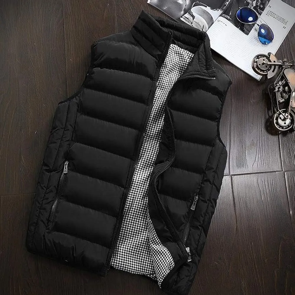 Autumn Men Autumn Winter Coat Padded Cotton Vest Warm Hooded Thick Vest Tops Jacket Yoga Mat Set for Men