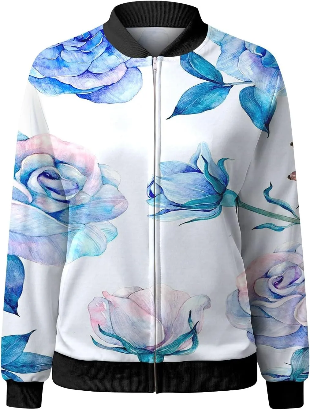 Baseball Jacket Coat for Women Thin Pocket Jacket Blouse Varsity Coat Baseball Top Floral Jackets for Women Fall 2024