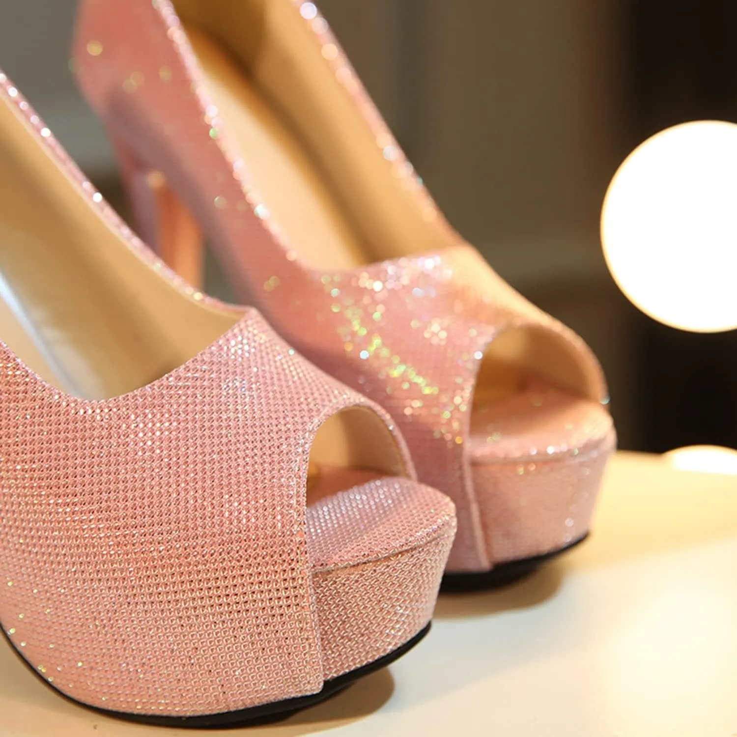 bbruriy Unisex Men's Women's Platform High Heel Classy & Elegant Slip-On Peep Toe Pumps with 4.7" Stiletto Heel Sexy Stripper Club Pole Dance Dress Shoes