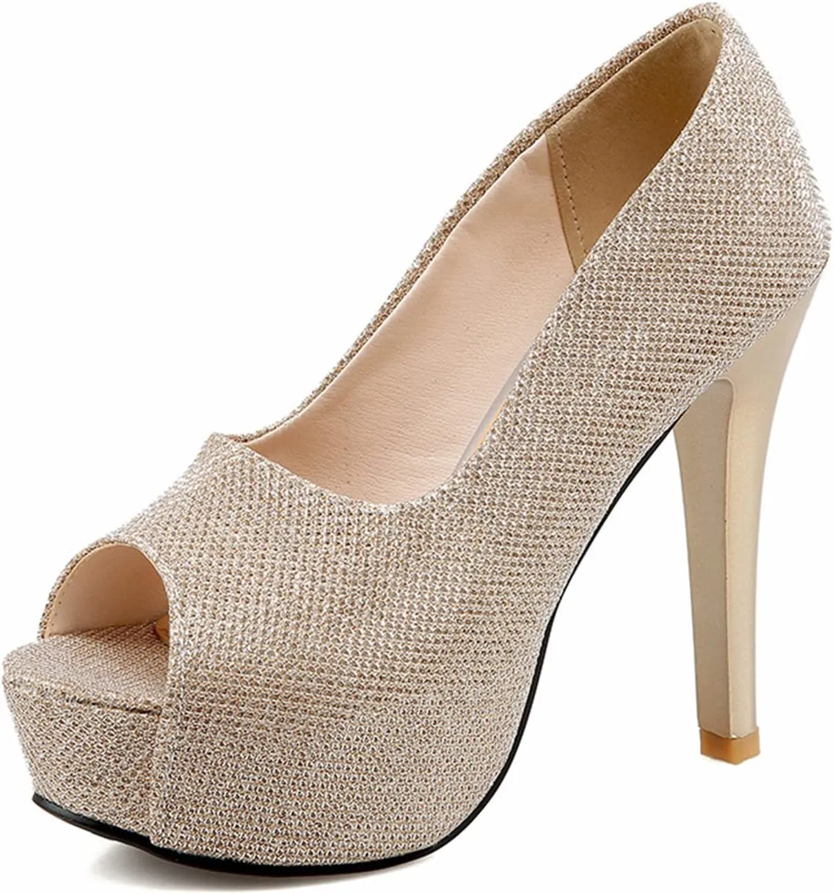 bbruriy Unisex Men's Women's Platform High Heel Classy & Elegant Slip-On Peep Toe Pumps with 4.7" Stiletto Heel Sexy Stripper Club Pole Dance Dress Shoes