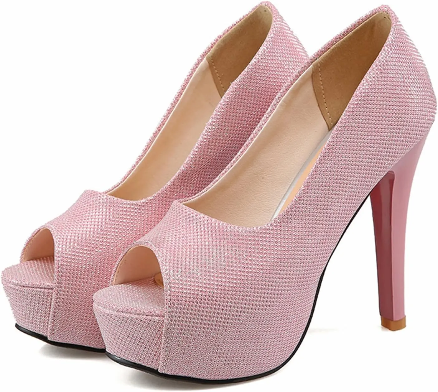 bbruriy Unisex Men's Women's Platform High Heel Classy & Elegant Slip-On Peep Toe Pumps with 4.7" Stiletto Heel Sexy Stripper Club Pole Dance Dress Shoes