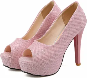 bbruriy Unisex Men's Women's Platform High Heel Classy & Elegant Slip-On Peep Toe Pumps with 4.7" Stiletto Heel Sexy Stripper Club Pole Dance Dress Shoes