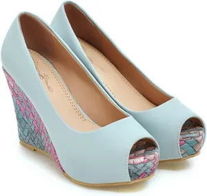 bbruriy Women's Wedge Sandals Casual Summer Slip-On Open Toe Platform High Heel Pumps Color Block Wedding Dance Dress Shoes Unisex Large Size 34-43