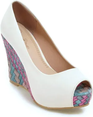 bbruriy Women's Wedge Sandals Casual Summer Slip-On Open Toe Platform High Heel Pumps Color Block Wedding Dance Dress Shoes Unisex Large Size 34-43