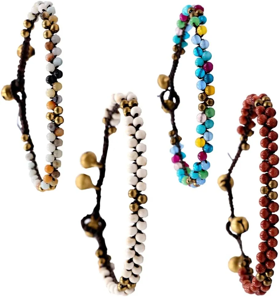 Beaded Weave Bracelet Braided Bead Bracelet Charm Braclets Bead Bracelets Beads Bracelet Woven Wristband Delicate Bracelet Natural Stone Anklet European and American Women's