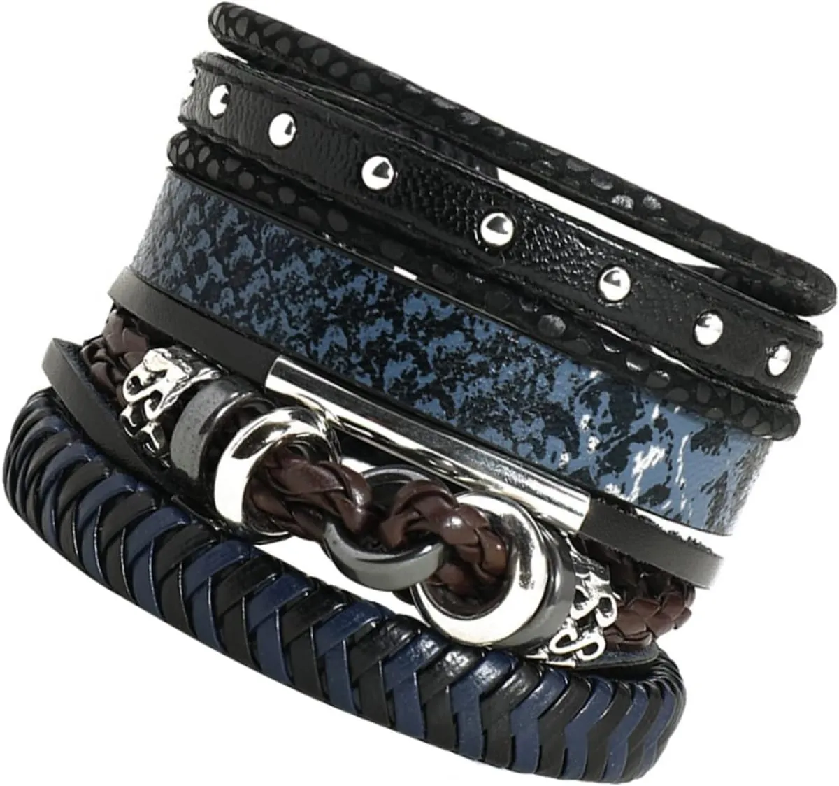 Beaupretty 4Pcs Adjustable PU Leather Bracelets for Men Women Braided Cuff Wristbands for Fashionable Occasions for Beach Travel Holidays and Parties