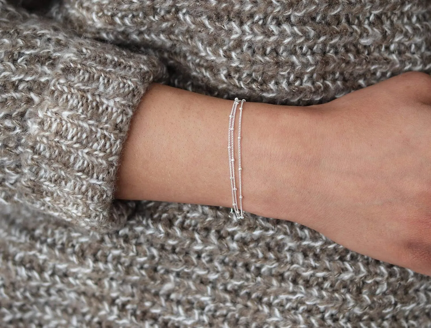 BENEIGE Women Bracelet 14K Gold Plated Paperclip Satellite Bead Ball Oval Cuba Cable Box Chain Daily Charm Layered Link Silver Bracelets Adjustable Jewelry