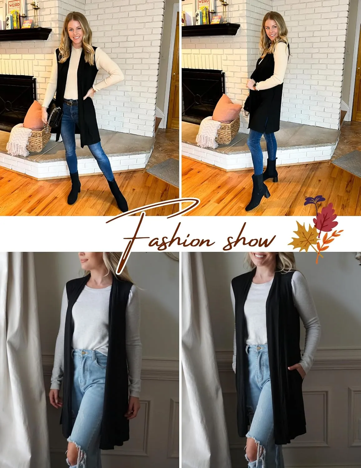 Beyove Womens Long Vests Sleeveless Draped Lightweight Open Front Cardigan Layering Vest with Side Pockets