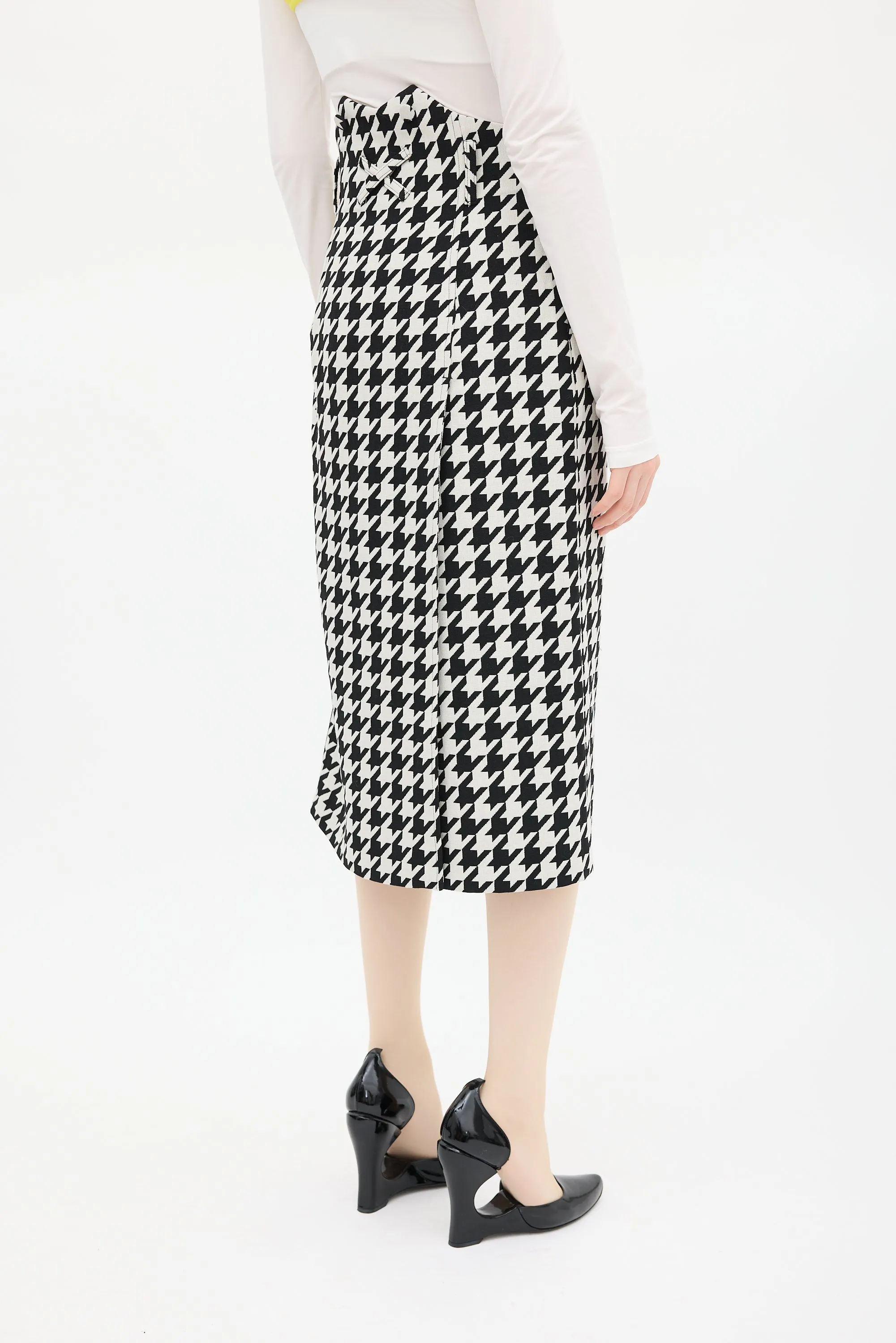 Black & White Houndstooth Logo Skirt
