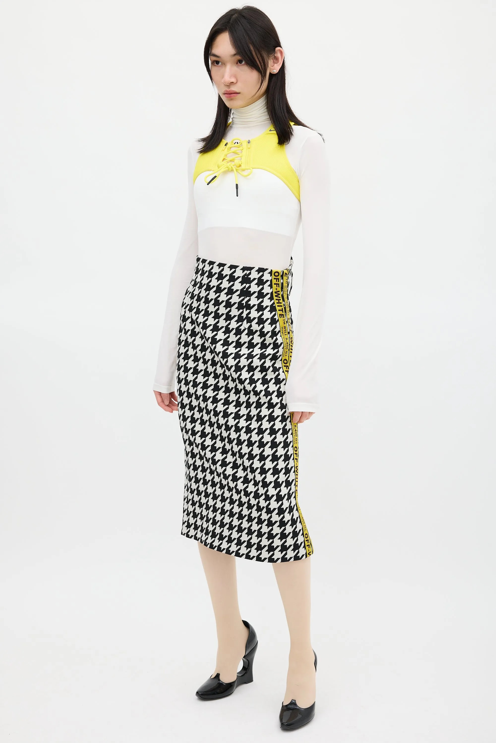 Black & White Houndstooth Logo Skirt