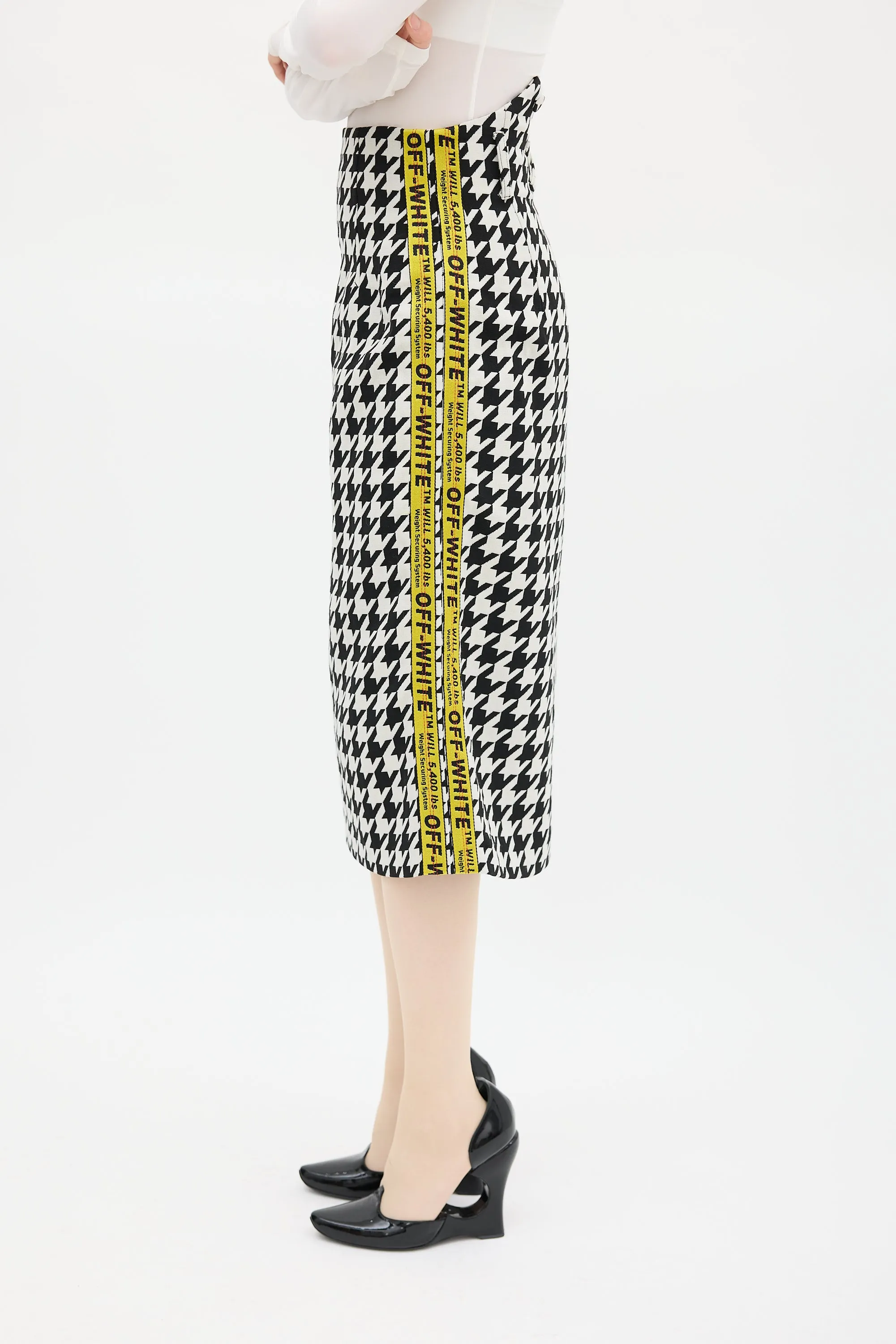 Black & White Houndstooth Logo Skirt