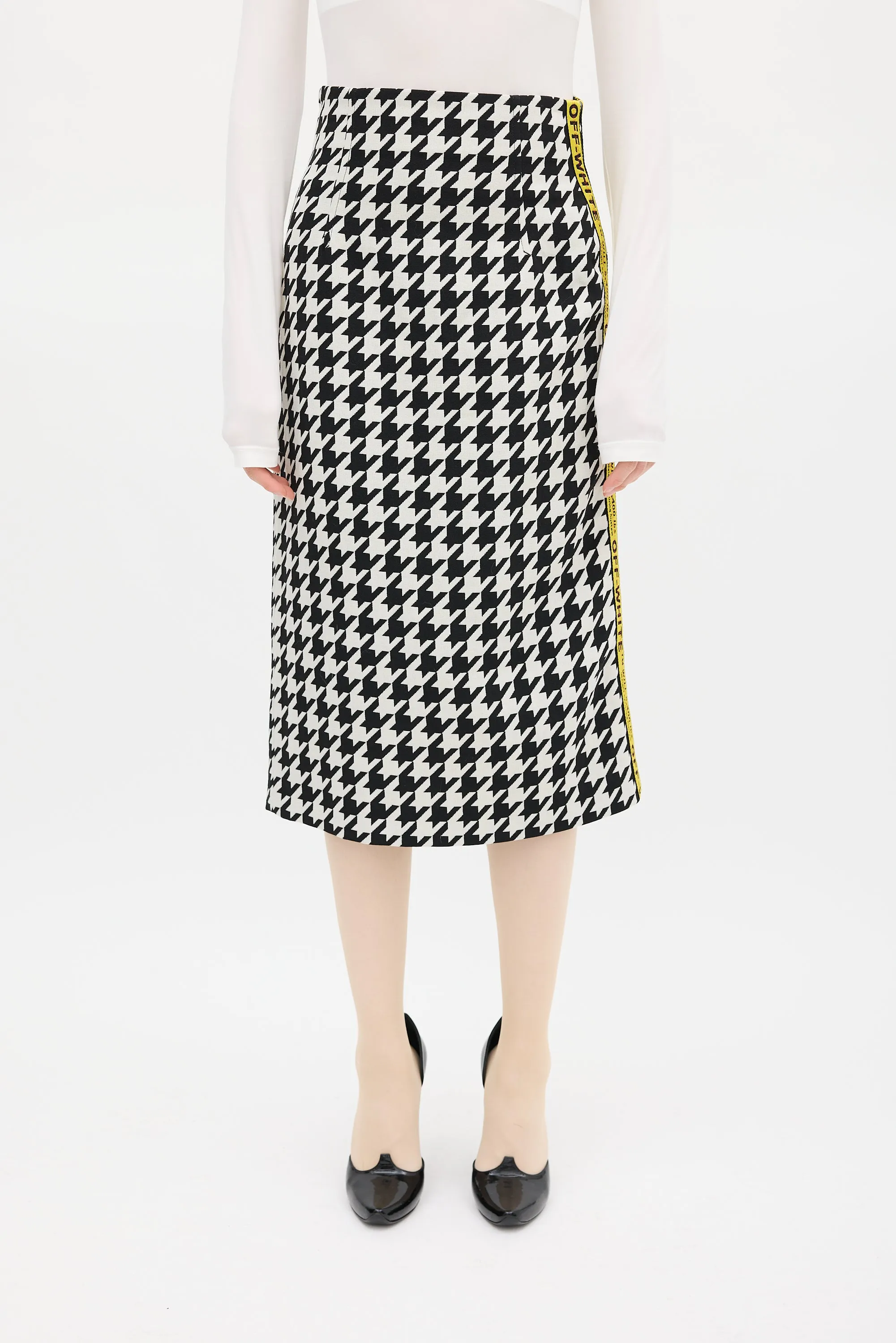 Black & White Houndstooth Logo Skirt