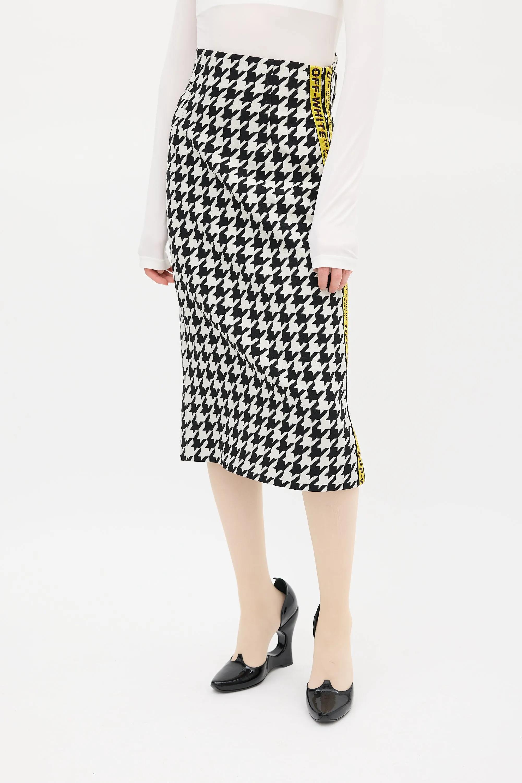 Black & White Houndstooth Logo Skirt