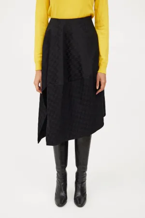 Black Houndstooth Asymmetrical Skirt