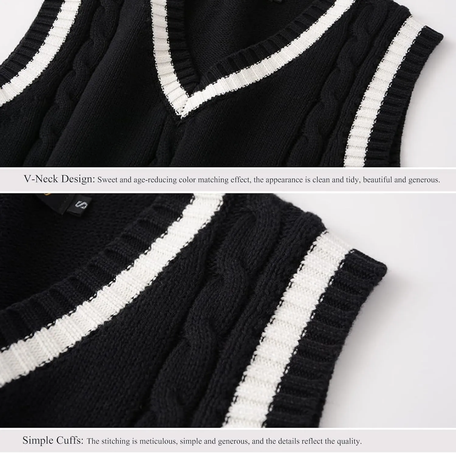 Blostirno Womens Sweater Vest V Neck JK Uniform Kint Vests Solid Classic Sleeveless Pullover Sweaters Tops