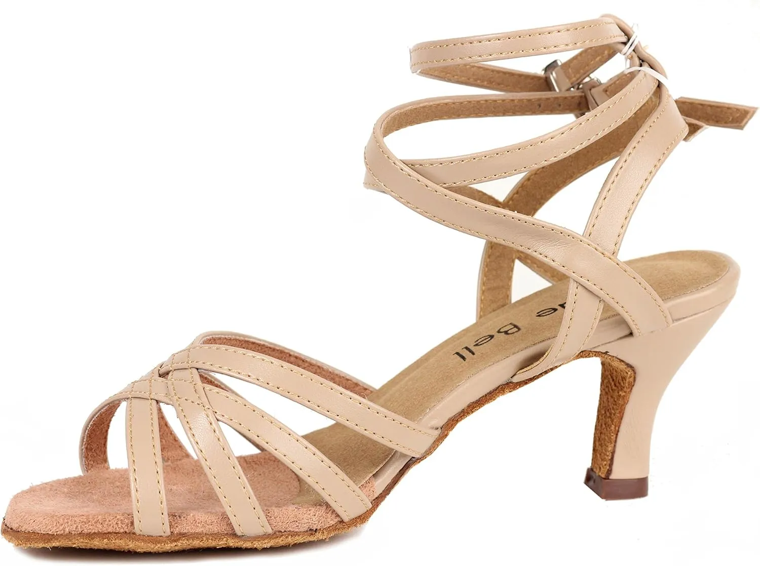 Blue Bell Shoes Handmade Women's Ballroom Salsa Wedding Competition Dance Shoes Kate 1.8" Heel-Beige